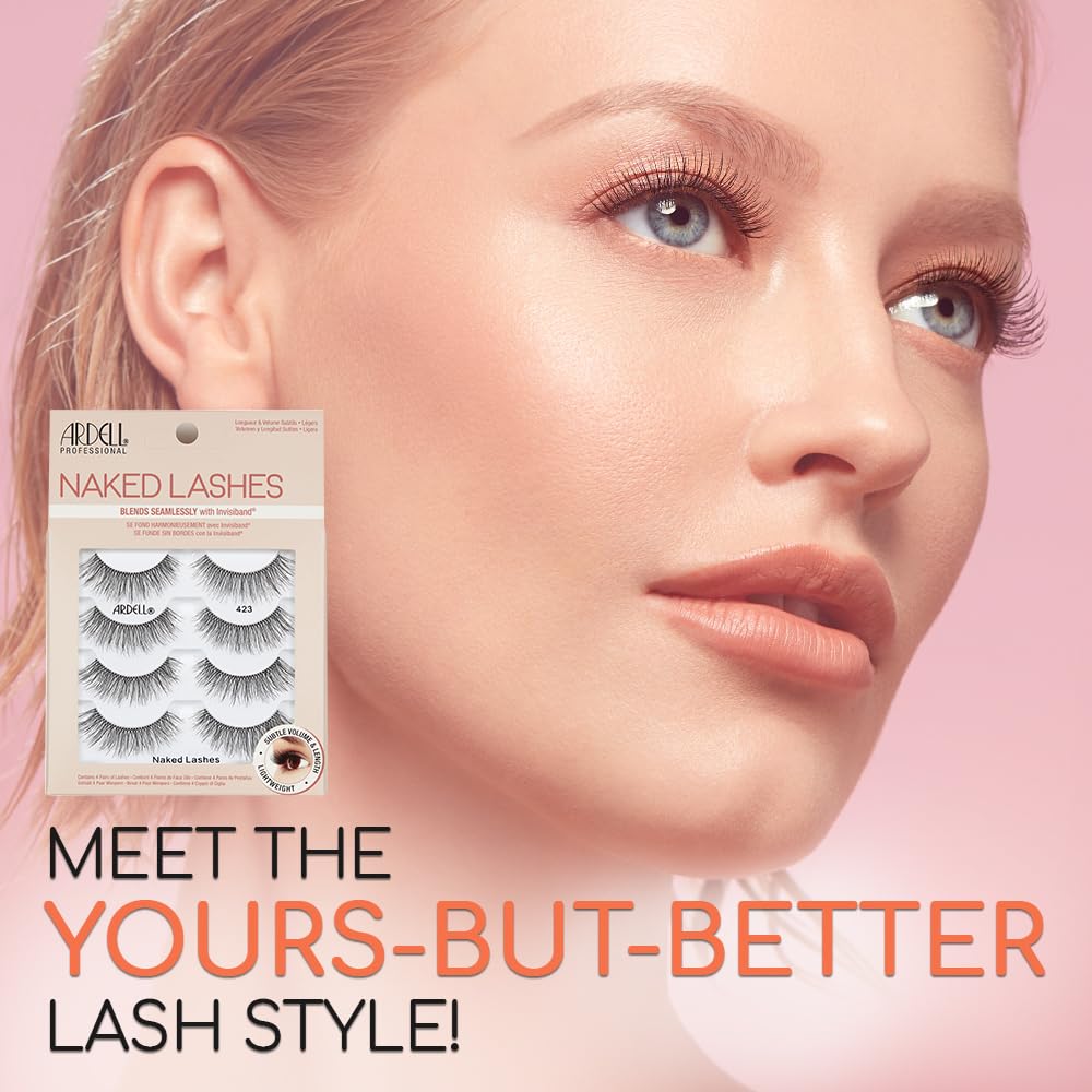 Ardell Naked Lashes 423 soft fibers close-up for lightweight everyday wear.