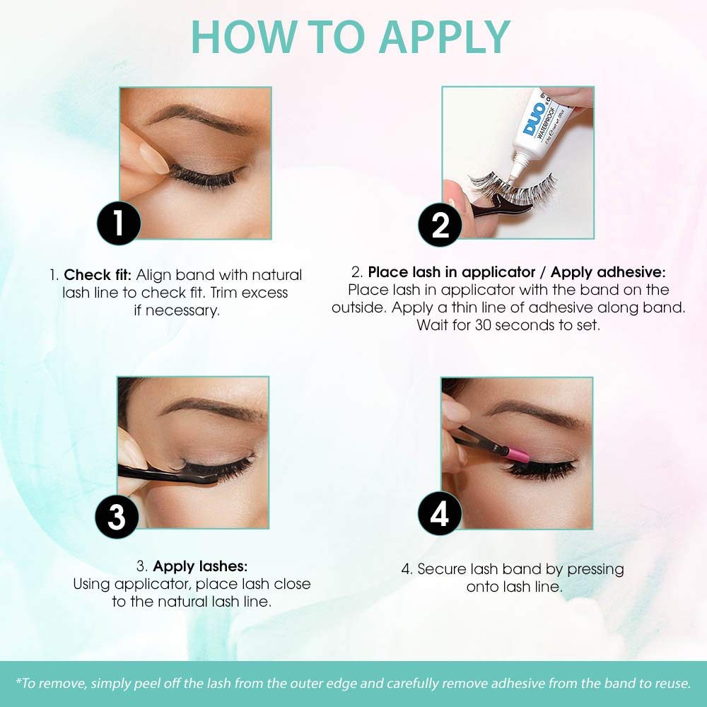 Ardell Natural 101 Demi Black lashes applied—easy lash line alignment for a natural look.
