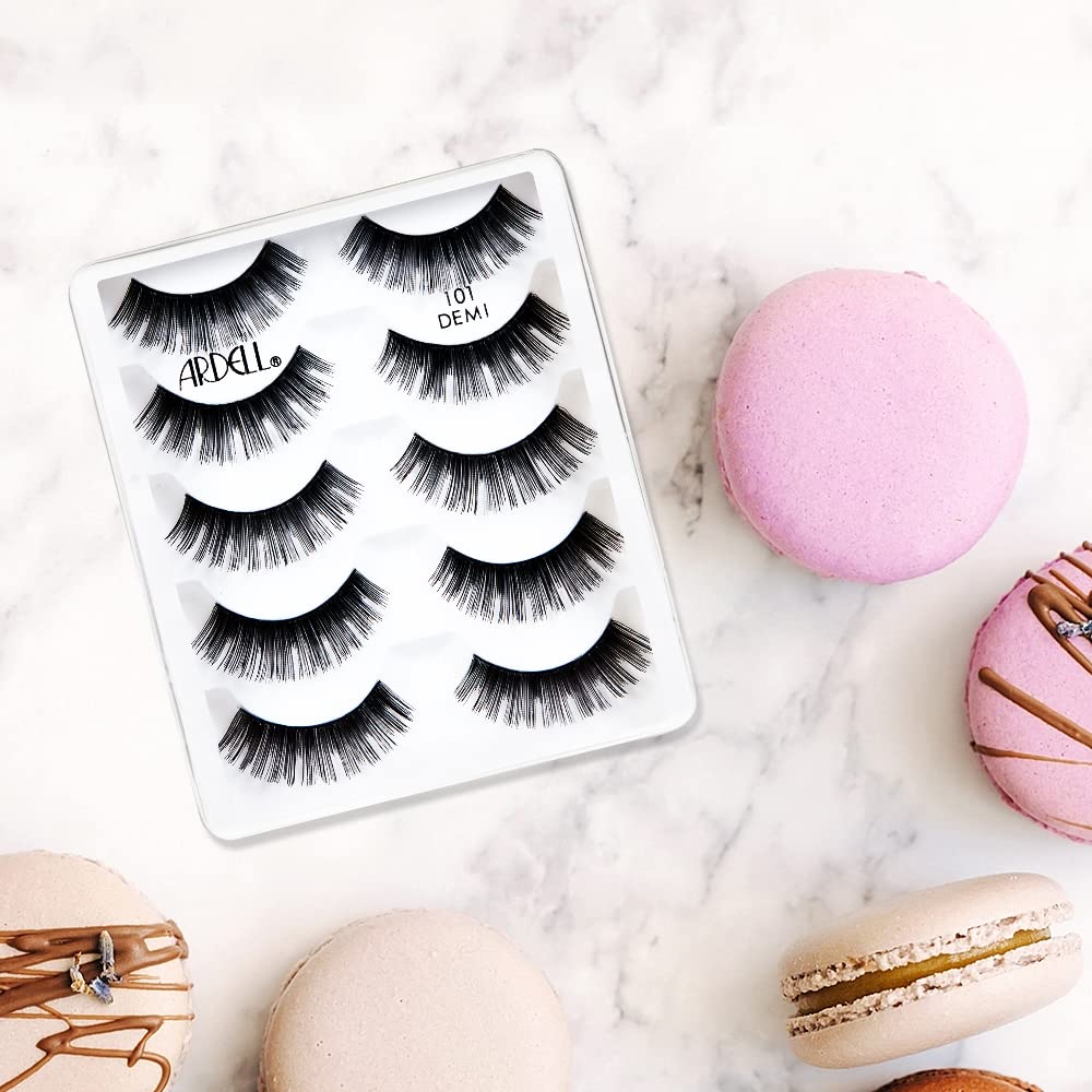 Ardell Natural 101 Demi Black lashes wear—eye-lifting effect with soft fullness.