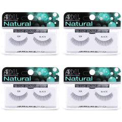 Ardell Natural Lashes 109 Black strip pack illustrates short rounded lashes for a natural day look.