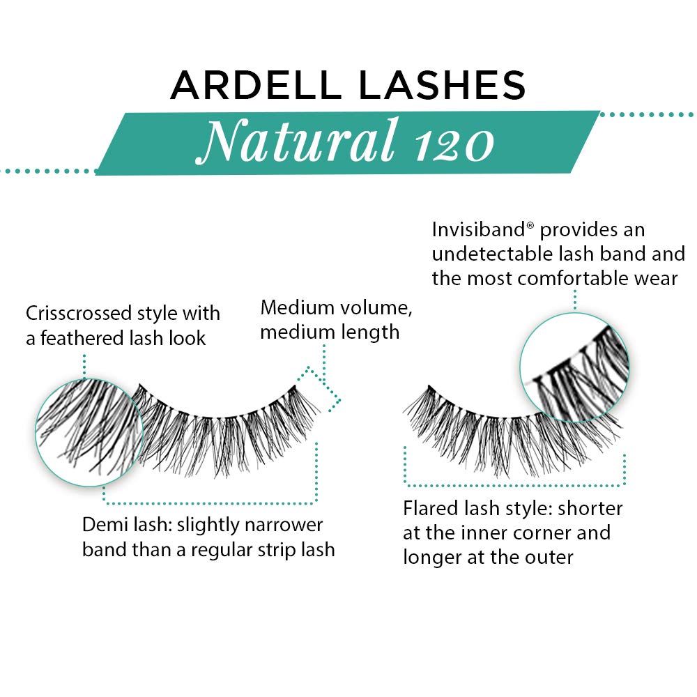 Ardell Natural Lashes 120 Black on-eye view for feather-light natural look