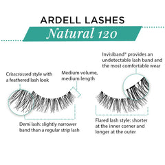 Ardell Natural Lashes 120 Black on-eye view for feather-light natural look