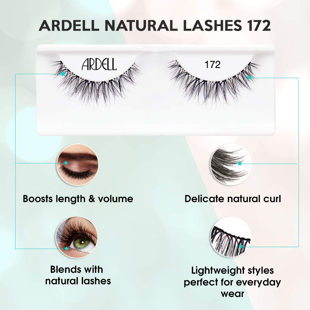 Ardell Natural Lashes 172 lightweight rounded lash for easy adjustment and subtle length.