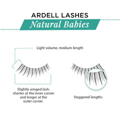Ardell Natural Lashes Babies Black application-friendly closeup showing easy placement and light weight