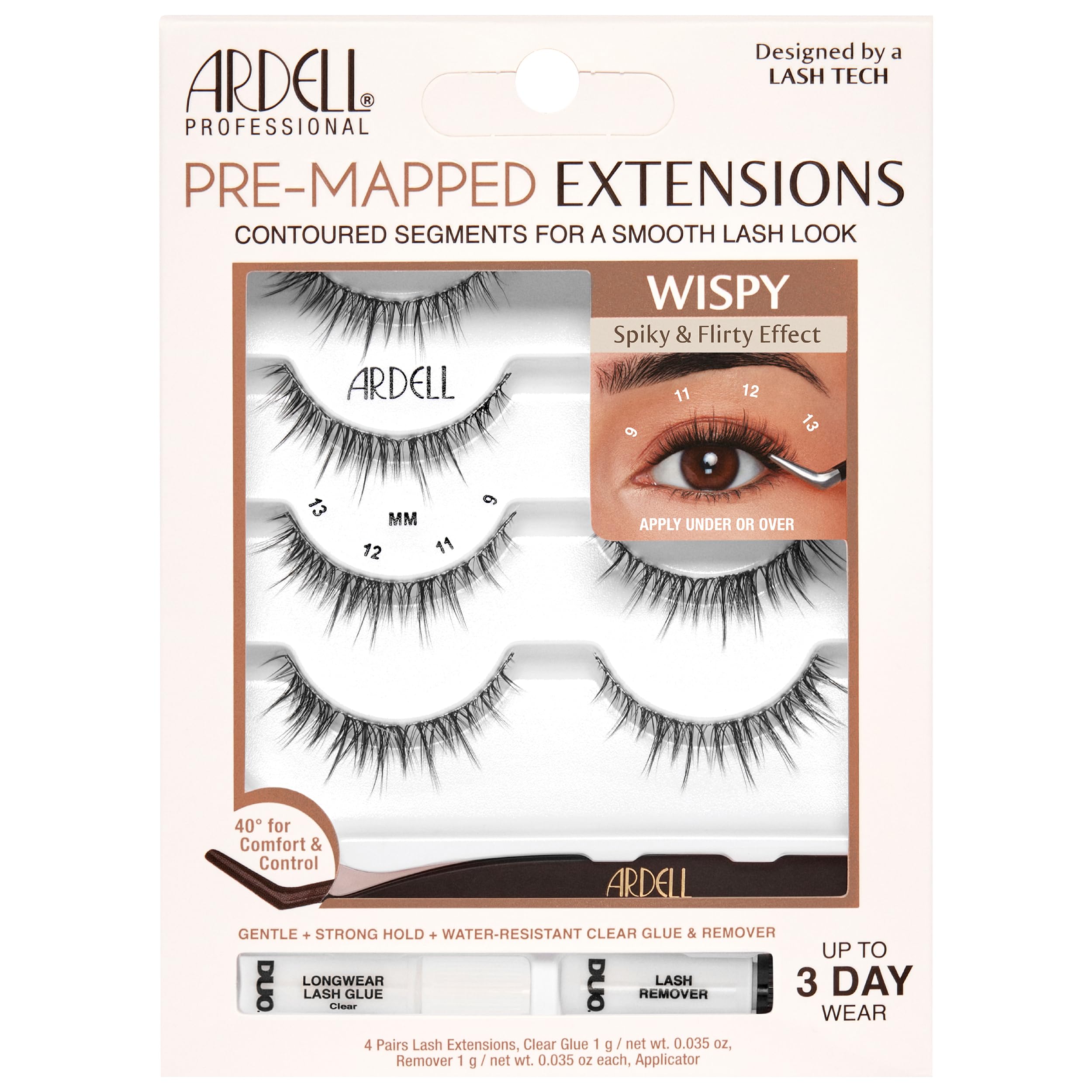 Ardell Pre-Mapped Eyelash Extensions Kit wispy lashes for fluttery daytime glamour