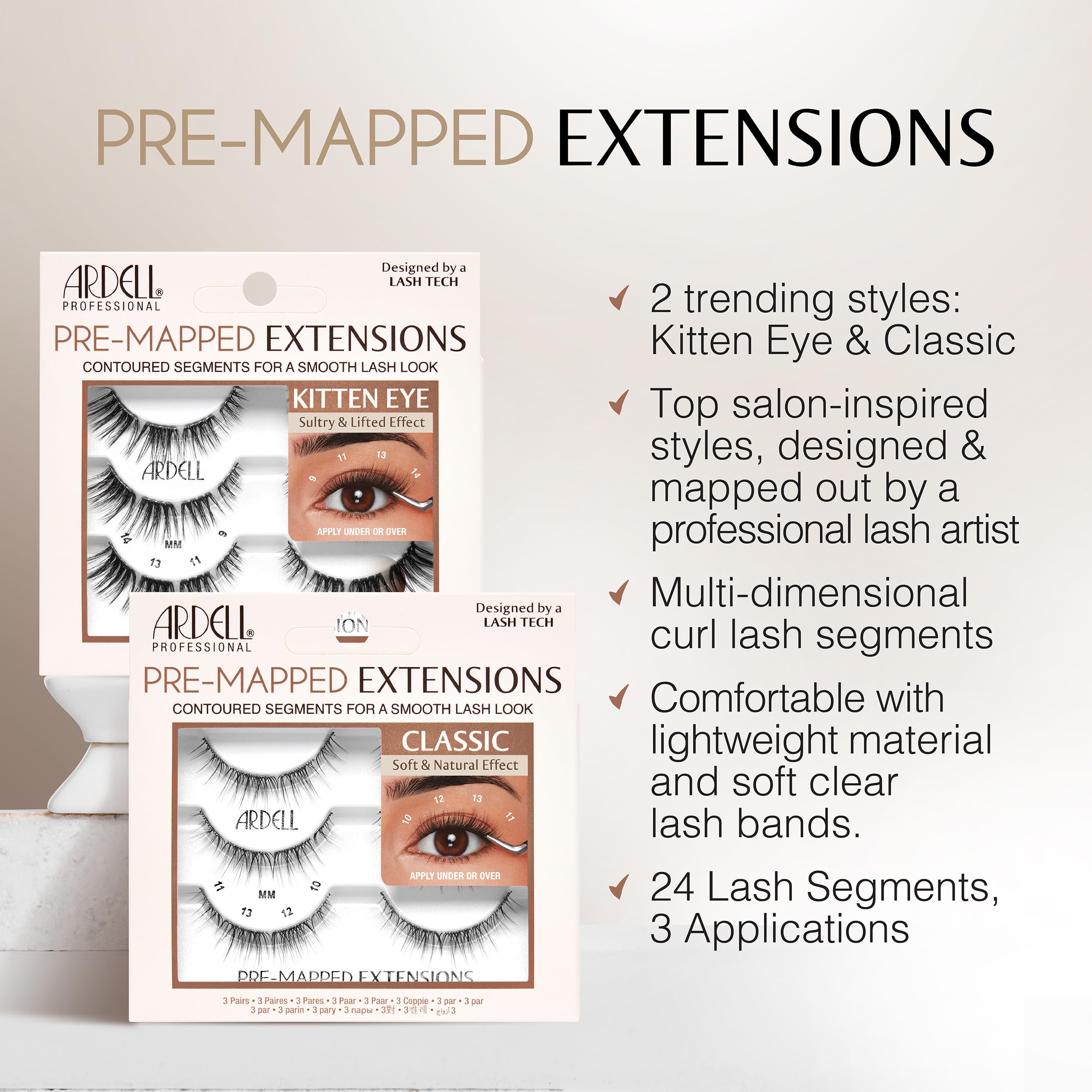 Ardell Pre-Mapped Eyelash Extensions Kit pro tweezers for precise placement