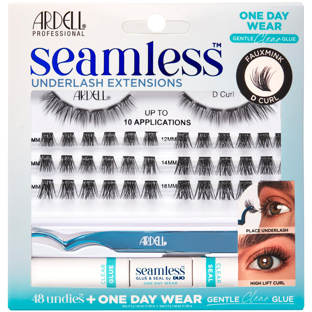 Ardell Seamless Underlash Extensions Kit D Curl lifts lashes for a brighter look with lift-focused clusters.