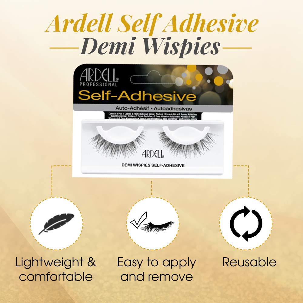 Ardell Self-Adhesive Demi Wispies application step demonstrates easy two-step wear.
