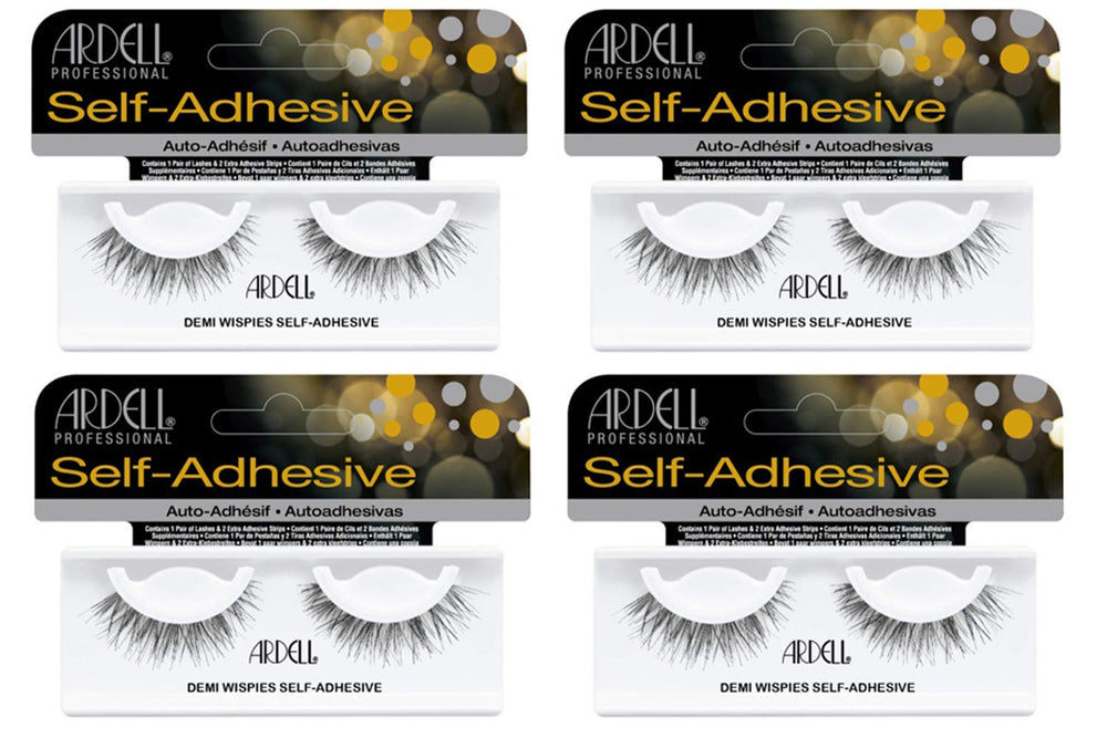Ardell Self-Adhesive Demi Wispies pack closeup for quick, glue-free glam.