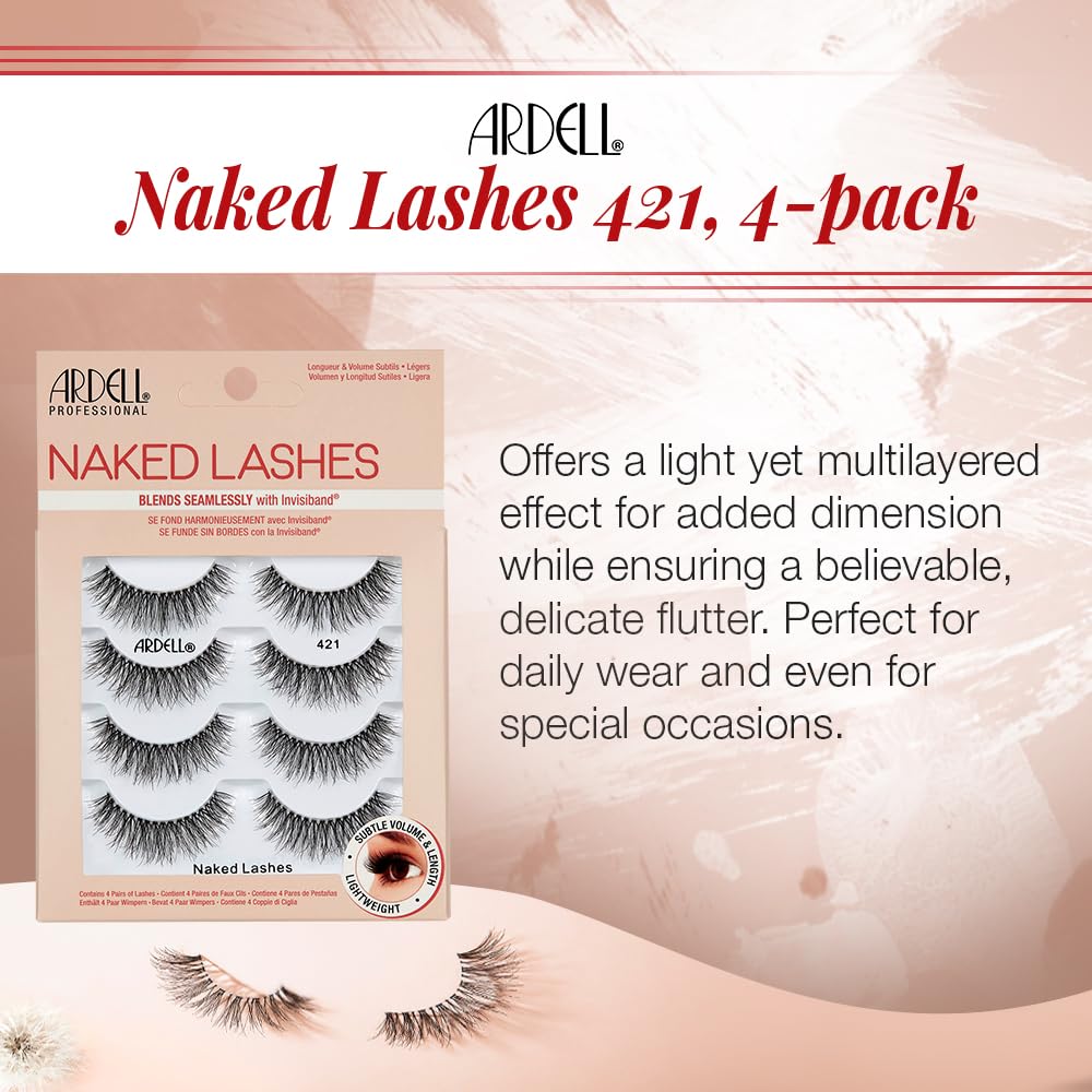 Ardell Naked Lashes 421 in-pack display with 4 pairs per pack for value