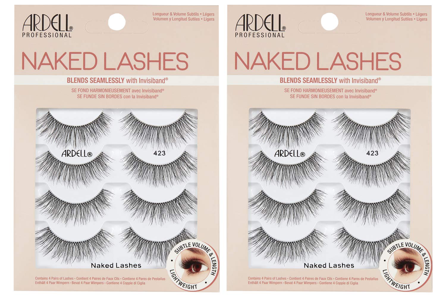 Ardell Naked Lashes #423 strip lashes for natural daily definition and easy wear.