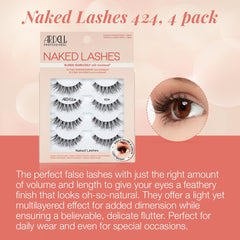 Ardell Naked Lashes 424 pack demonstrates application-ready lashes for quick wear.