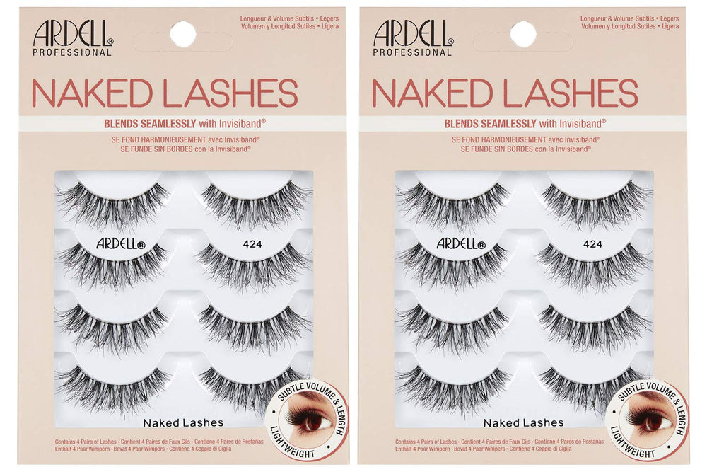 Ardell Naked Lashes 424 Invisiband pack close-up shows a seamless natural look.