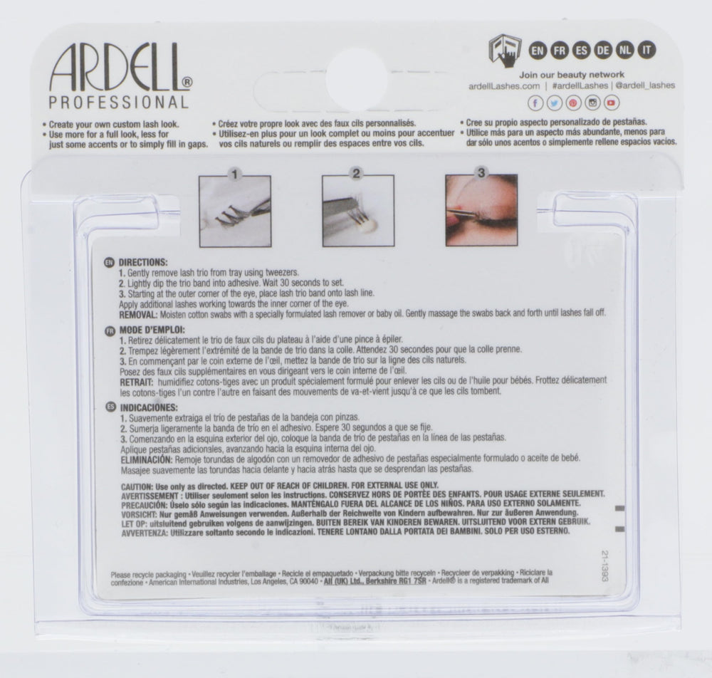 Ardell Trios lightweight lashes provide comfortable wear all day.