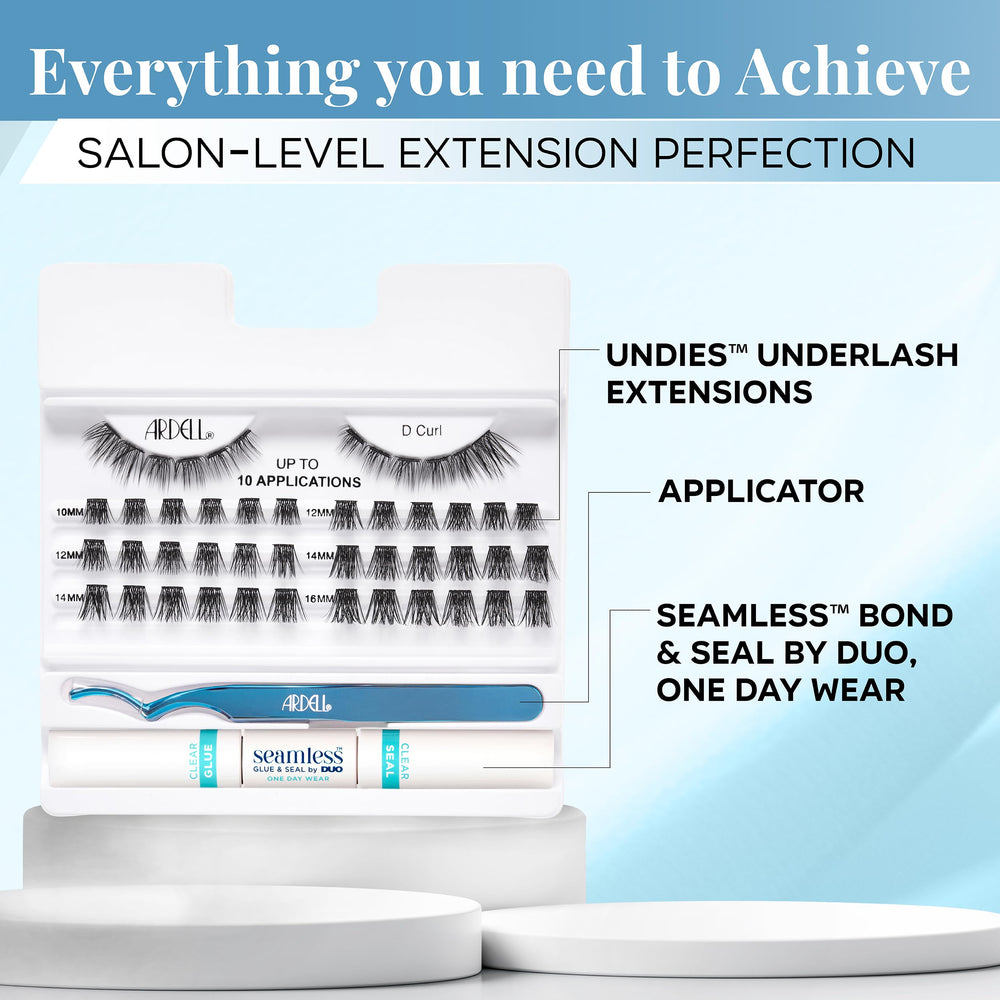 Ardell Underlash system shows no visible band for a natural finish and easy DIY use.