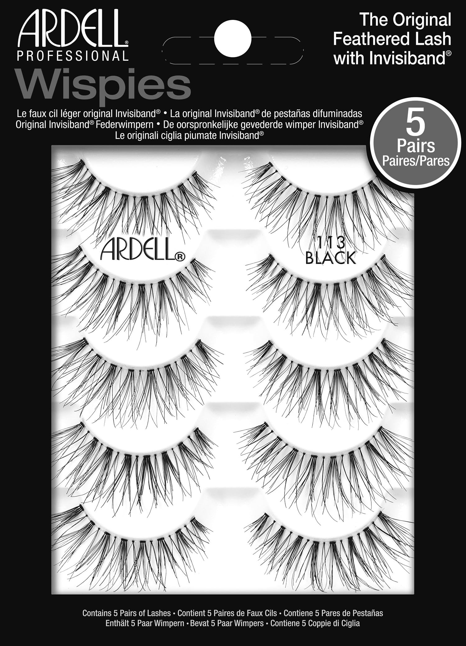 Ardell Wispies 113 lashes pack shows full lashes in a reusable tray for easy storage