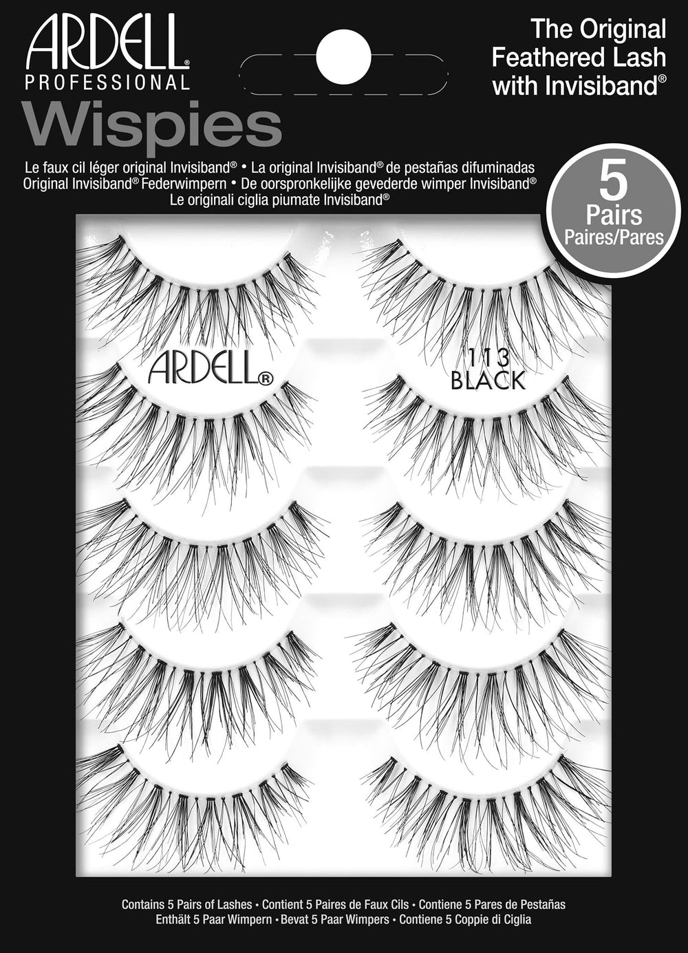 Ardell Wispies 113 lashes pack shows full lashes in a reusable tray for easy storage