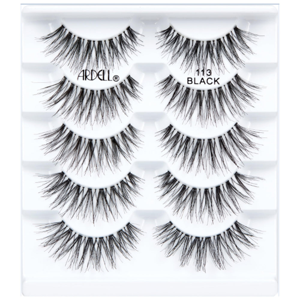 Ardell Wispies 113 strip-on-eye demonstrates seamless fit for daytime looks.