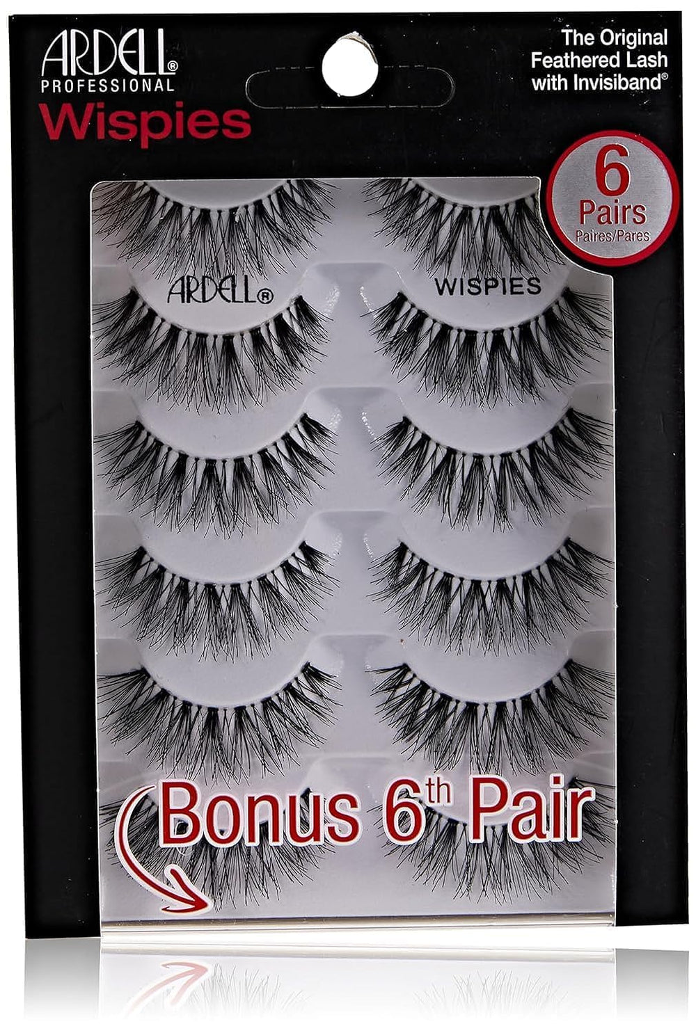 Ardell Wispies Black close-up showing feathery lashes for natural daytime glamour.
