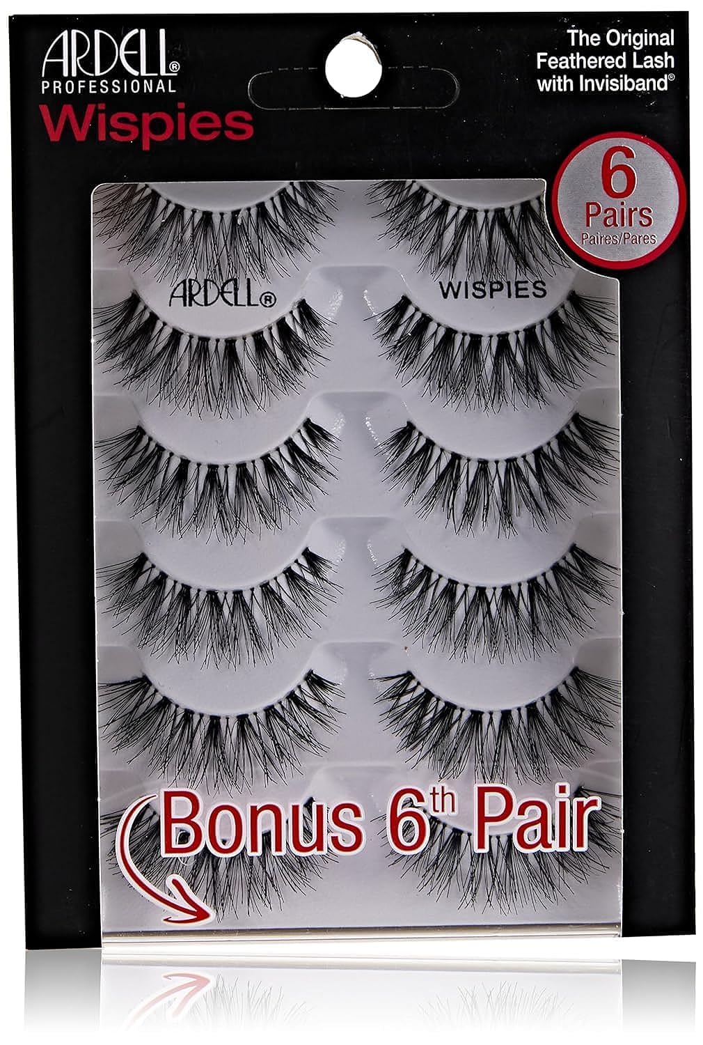 Ardell Wispies Black close-up showing feathery lashes for natural daytime glamour.