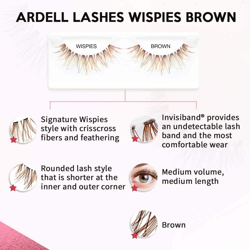 Ardell Wispies Invisiband Brown offers an undetectable lash band for seamless application.