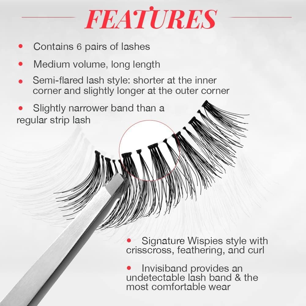 Ardell Wispies Black semi-flared design adds outer-corner definition.