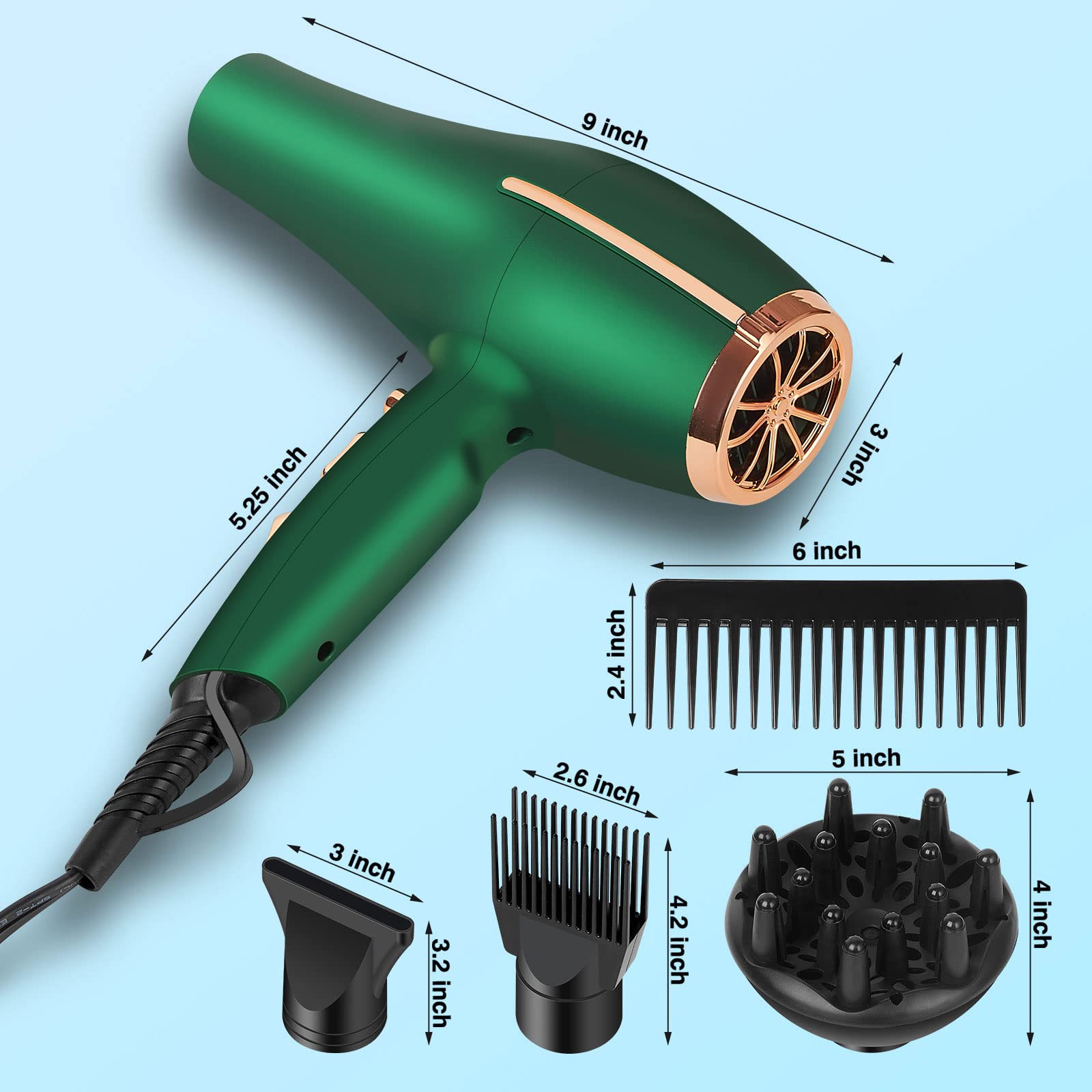 ARDIRO 2000W hair dryer with diffuser attached enhances natural curls and texture.