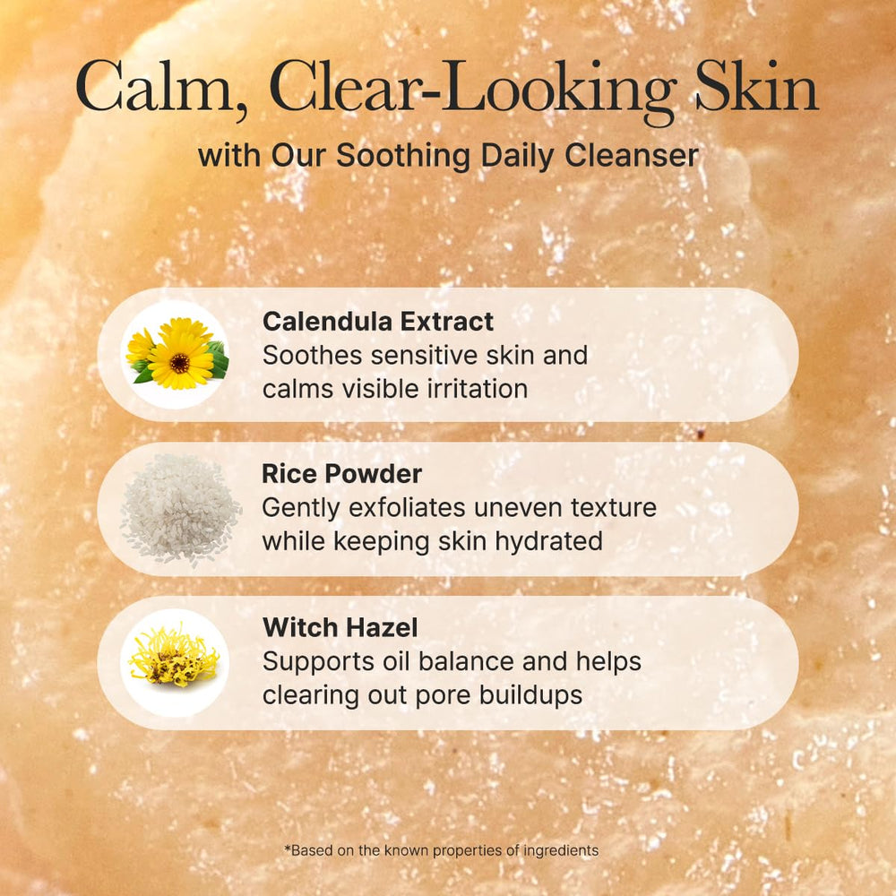 ARENCIA Calendula Rice Mochi Cleanser calendula bloom suggests soothing care.