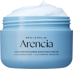 ARENCIA Deep Water Surge Cream jar close-up showing hydrating texture