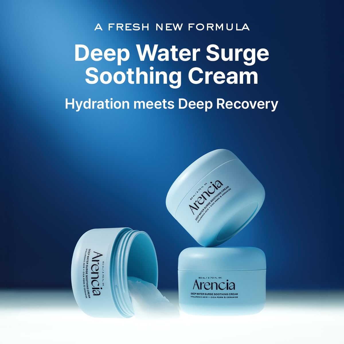 ARENCIA Deep Water Surge Cream label detail highlighting key ingredients