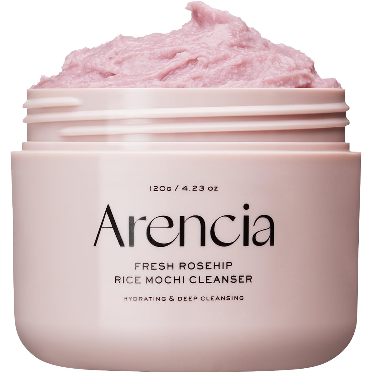 ARENCIA Fresh Rosehip Rice Mochi Cleanser packaging highlights premium formulation for sensitive skin.