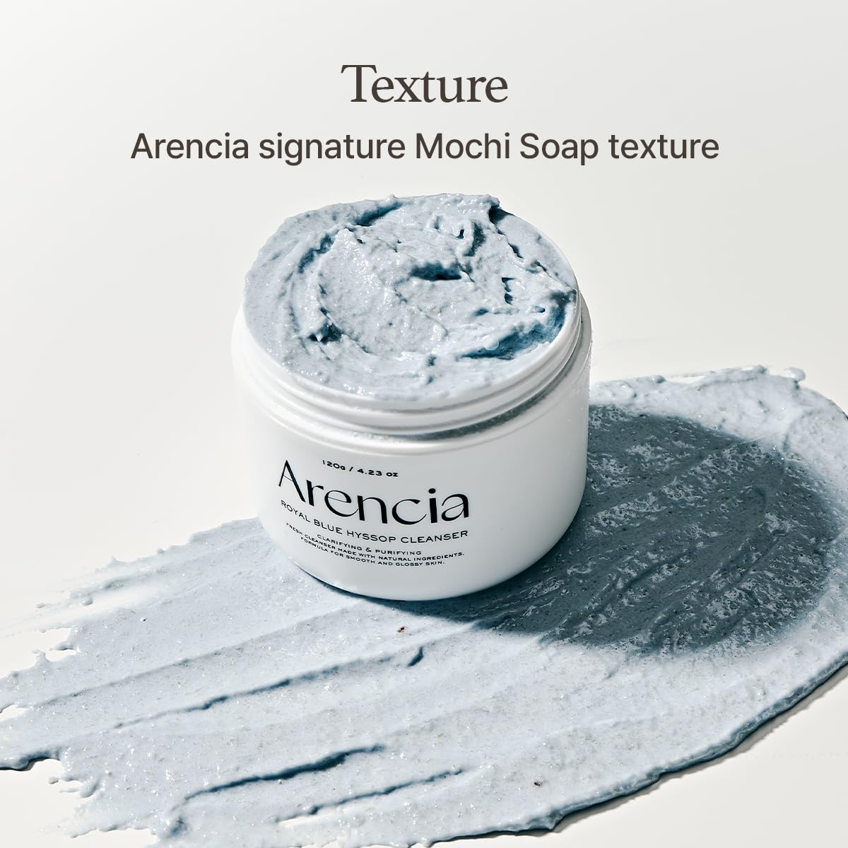 ARENCIA Hyssop Brightening Scrub texture detail shows natural granules for effective exfoliation.