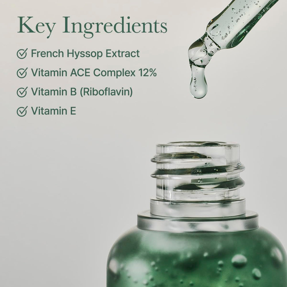 ARENCIA Hyssop Glow Serum application routine demonstrates quick absorption