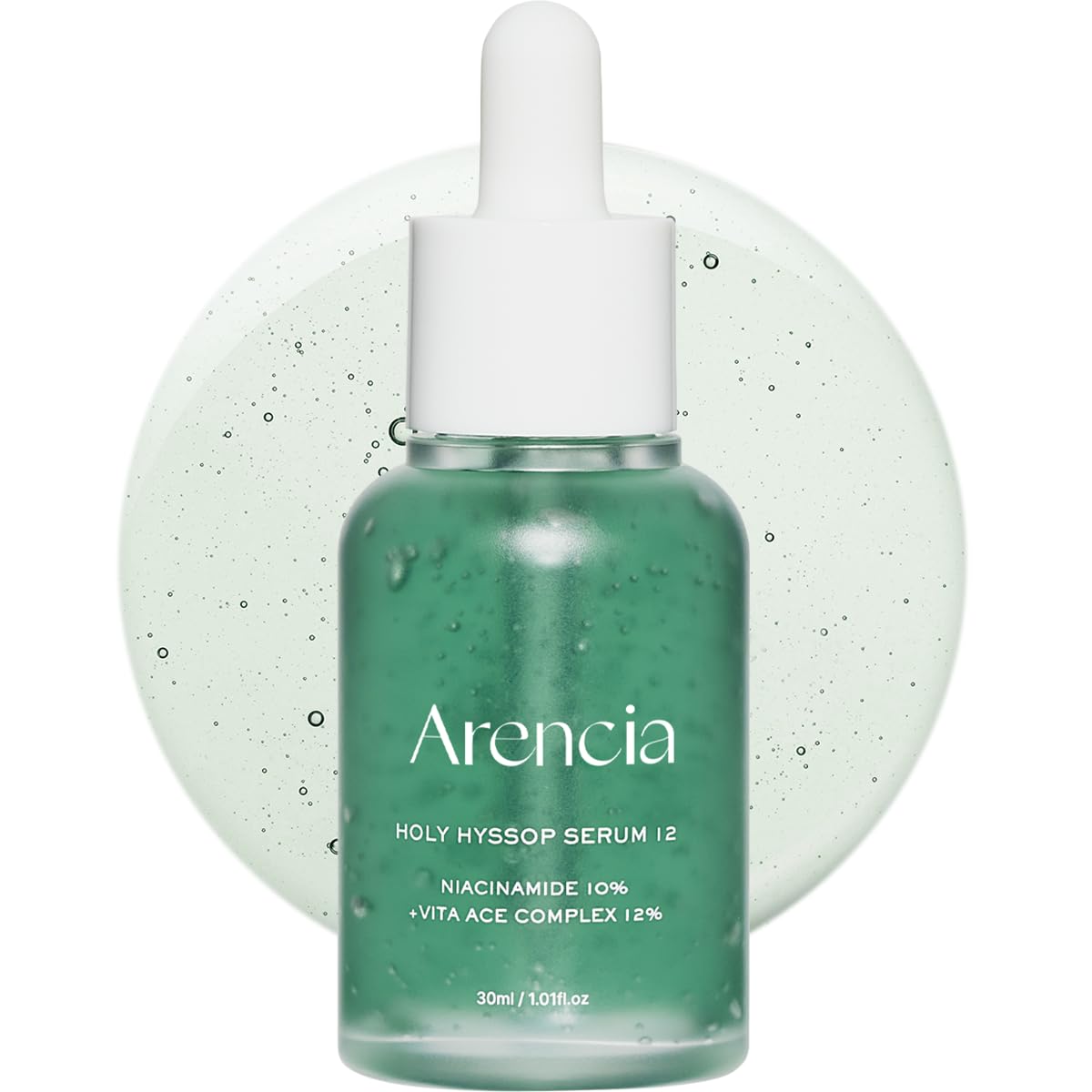 ARENCIA Hyssop Glow Serum bottle shows hydrating formula for radiant skin