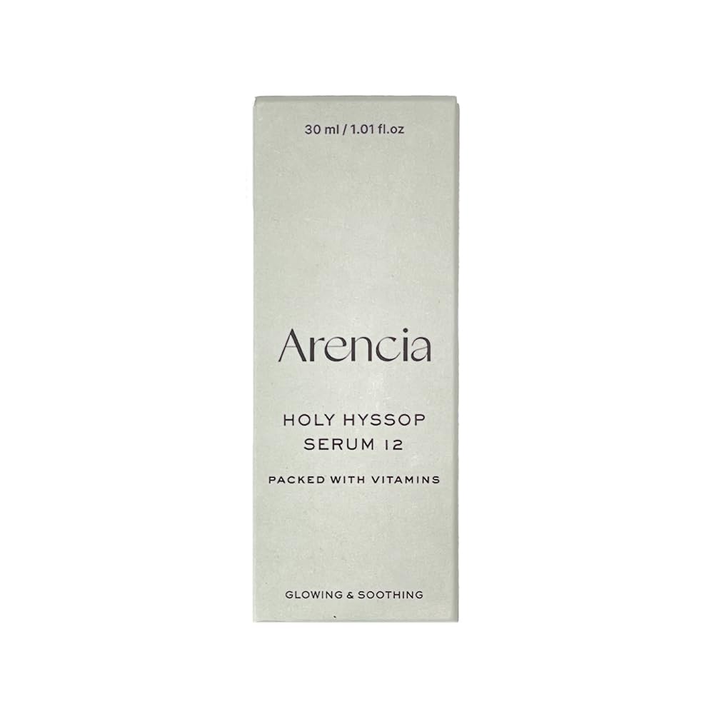 ARENCIA Hyssop Glow Serum packaging design emphasizes premium skincare