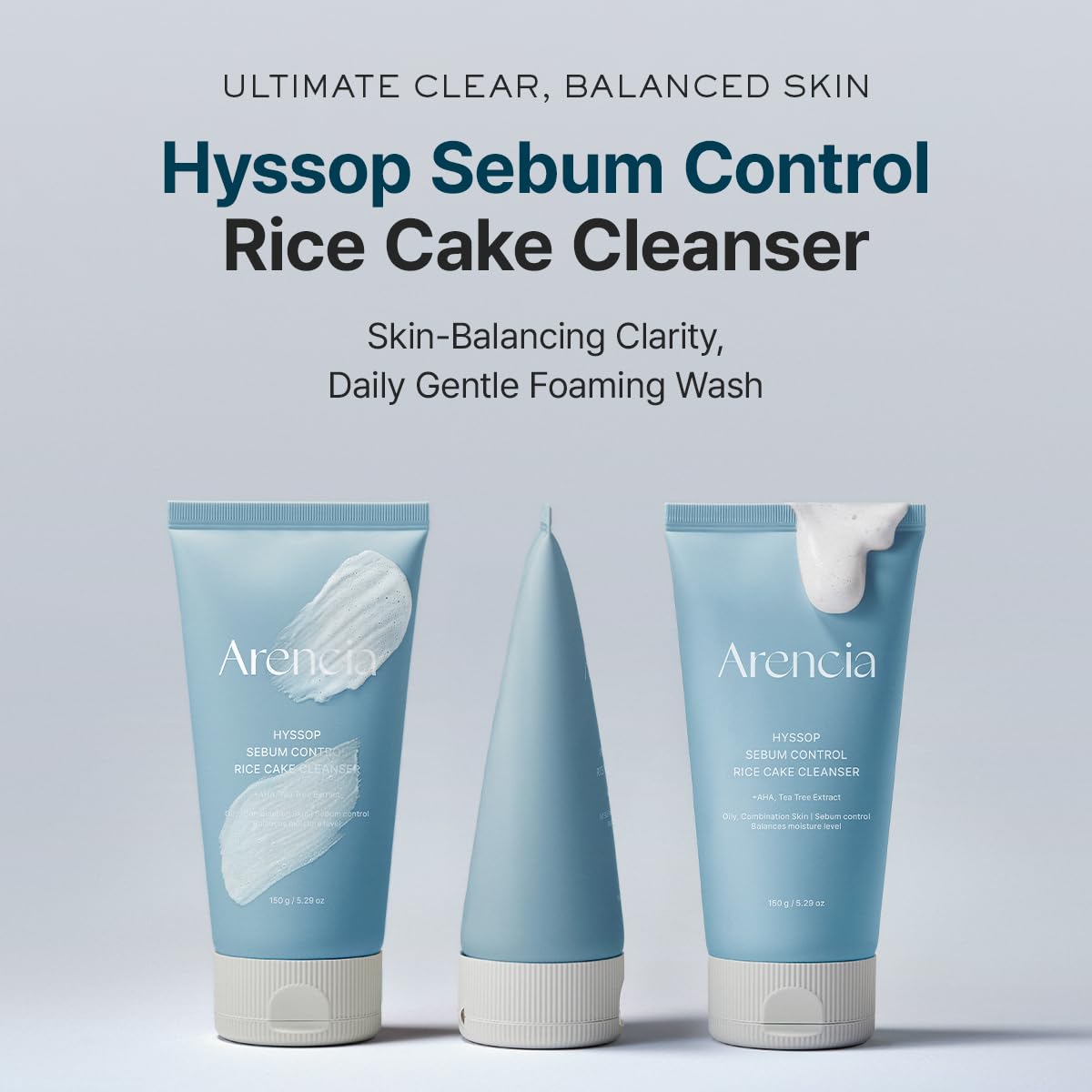 ARENCIA Hyssop rice cake texture close-up illustrating gentle cleansing action