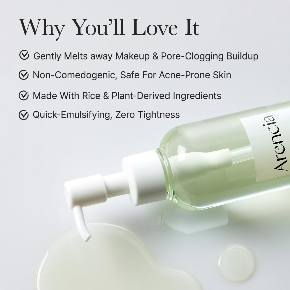 Texture swirl of ARENCIA Pore Melt Mochi demonstrates oil-to-milk cleansing transition