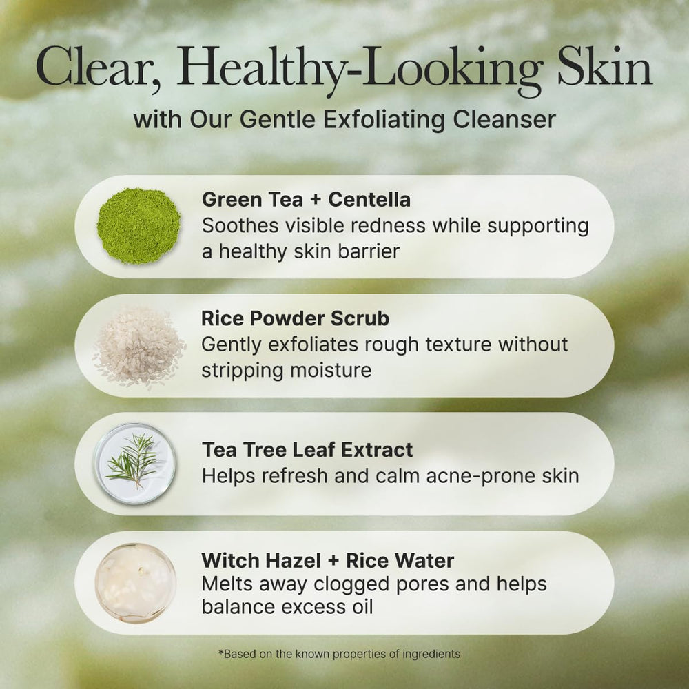 Arencia Rice Mochi Cleanser pore-minimizing visuals show refined pores and hydration.