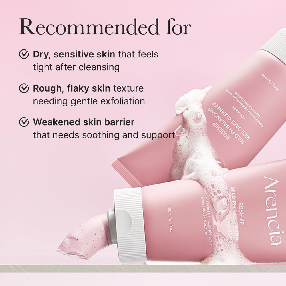 ARENCIA Rosehip Rice Cake Cleanser ceramide ingredient supports barrier health