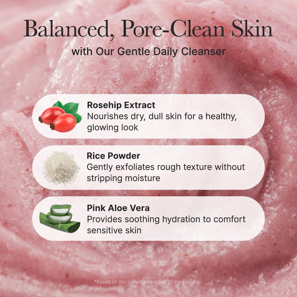 ARENCIA Fresh Rosehip Rice Mochi Cleanser foam lather offers nourishing bubbles that feel light.