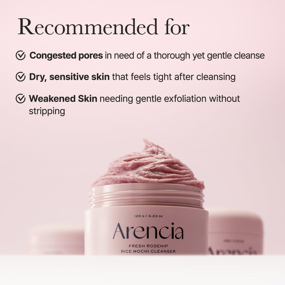 ARENCIA sensitive skin focus shows suitability for dry or easily irritated areas.