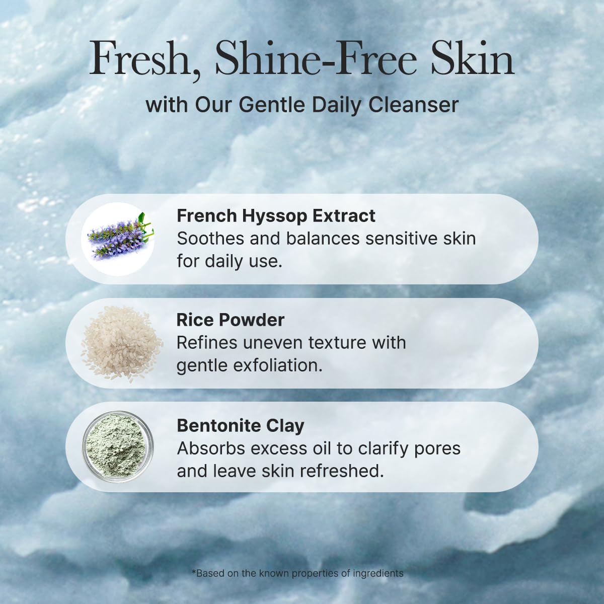 ARENCIA Hyssop Brightening Scrub splash-wash demonstrates rinsing away impurities without drying