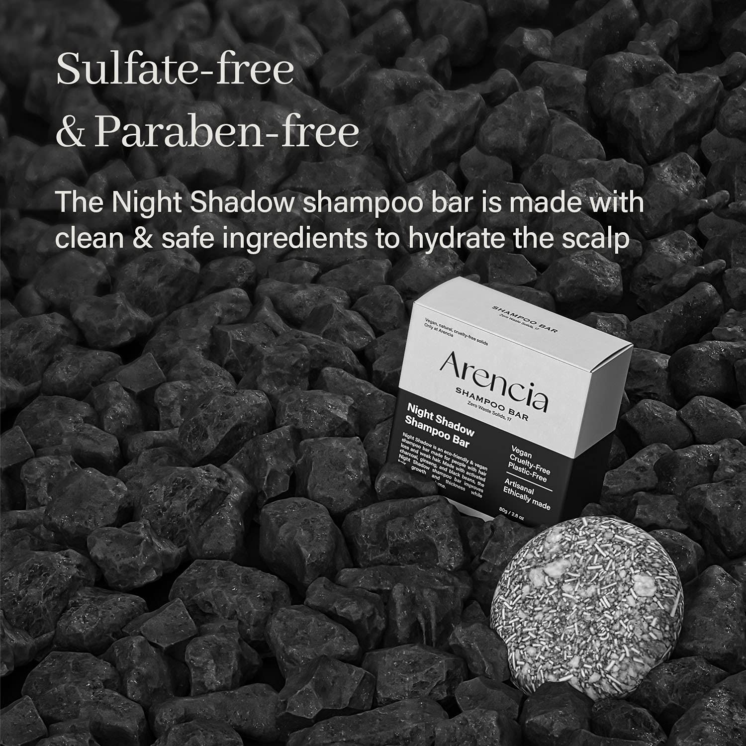 ARENCIA Night Shadow in wet hair demo suggests easy application and smooth lather.