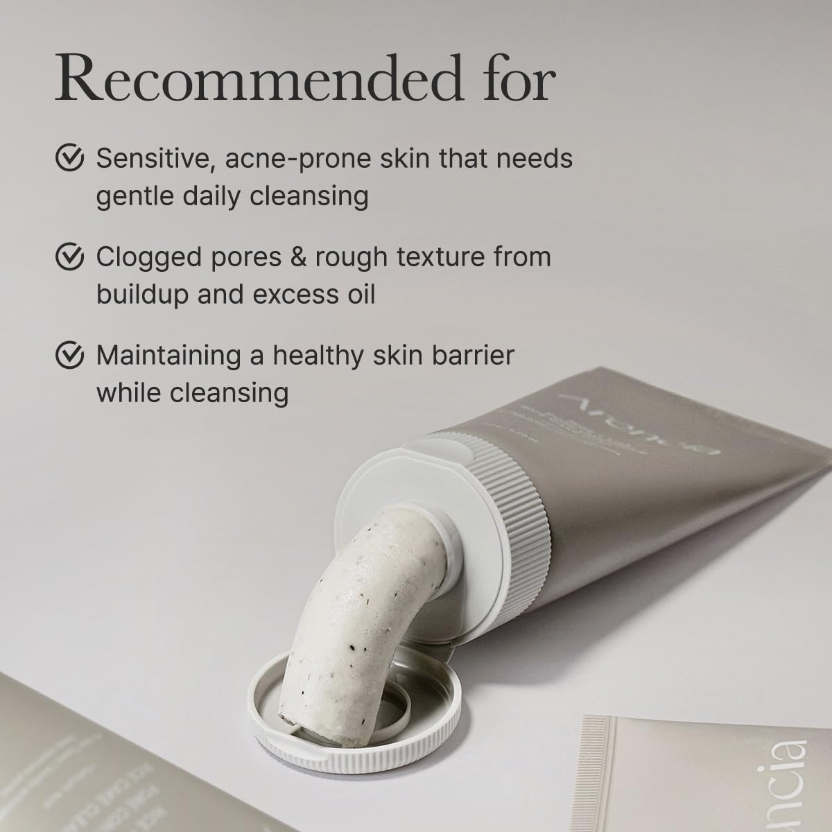 ARENCIA Rice Cake Cleanser hypoallergenic label communicates skin-friendly testing