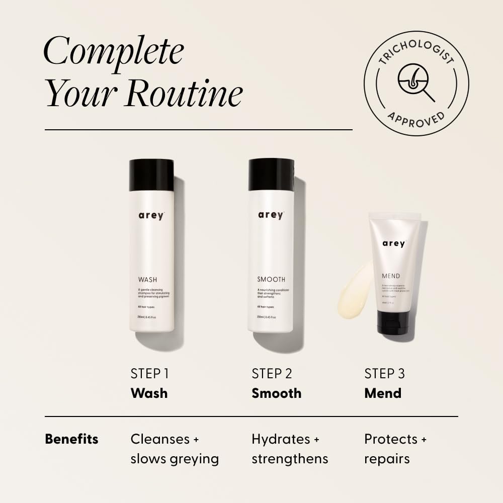 Arey Mend heat protectant formula safe for color-treated hair.