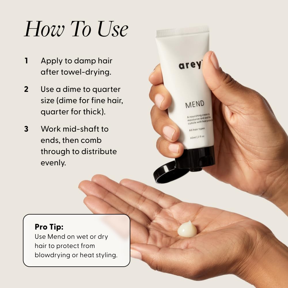 Arey Mend heat protectant designed for fine hair seeking lightweight protection.