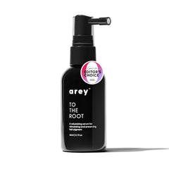 Arey To The Root Hair Serum bottle highlights scent-free, easy daily scalp care.
