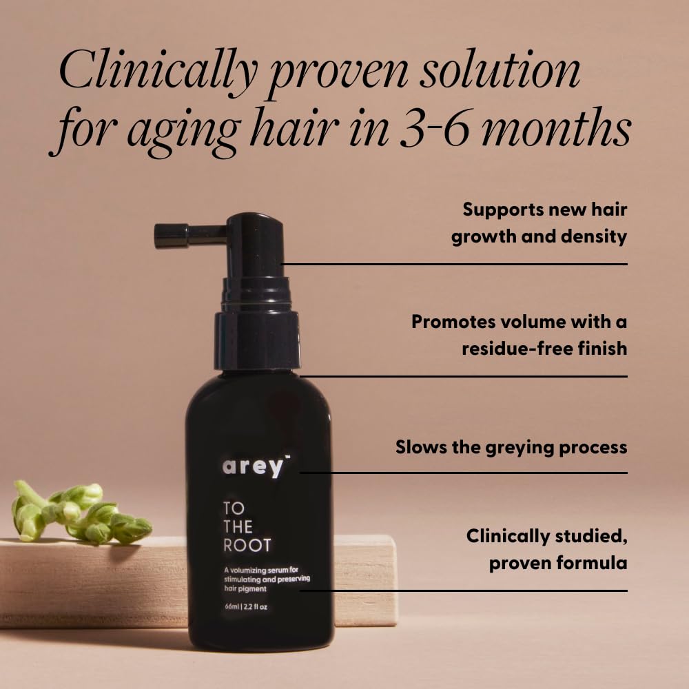 Arey To The Root Hair Serum pump-dispense enables precise scalp application.