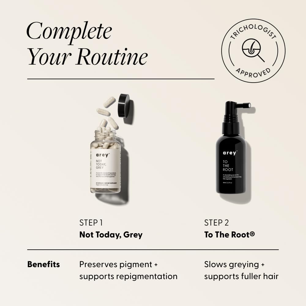 Arey To The Root Hair Serum vegan, gluten-free packaging signals clean, cruelty-free formulation.