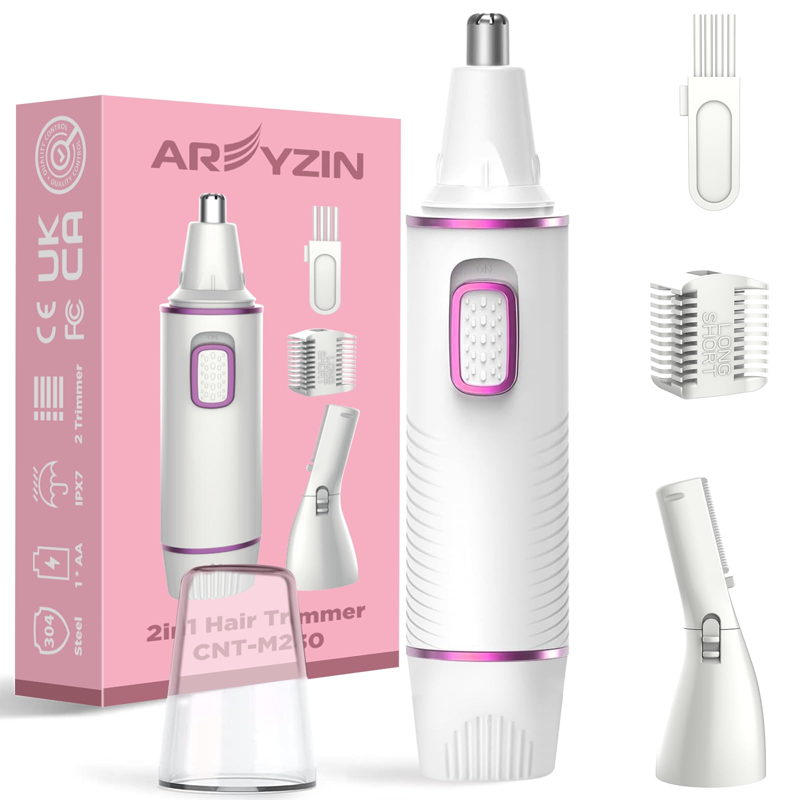 AREYZIN nose hair trimmer women front view dual-edge blade for precise grooming